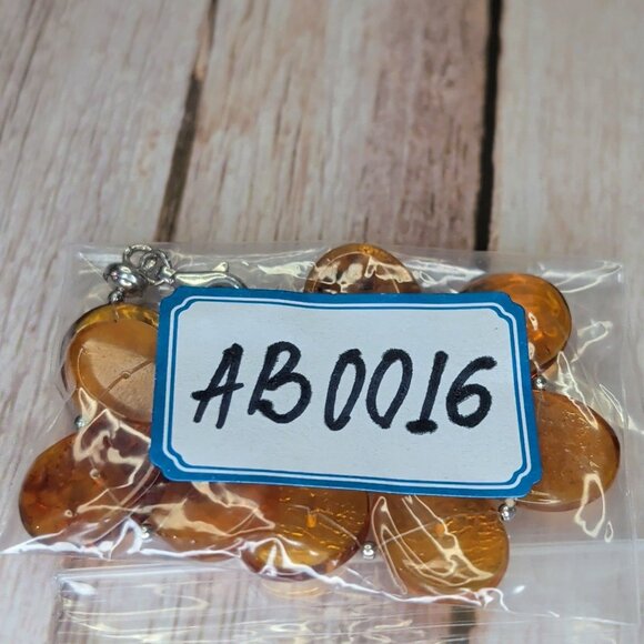 Amber Beaded Bracelet With Adjustable Silver Chain Clasp - Picture 10 of 10